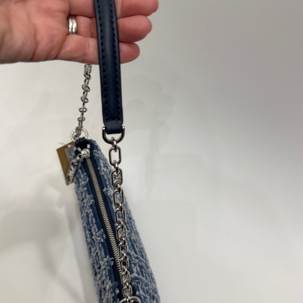 Michael Kors Empire Medium Frayed Denim Chain-Link Pochette handbag.
.NWT - Picture 5 of 12